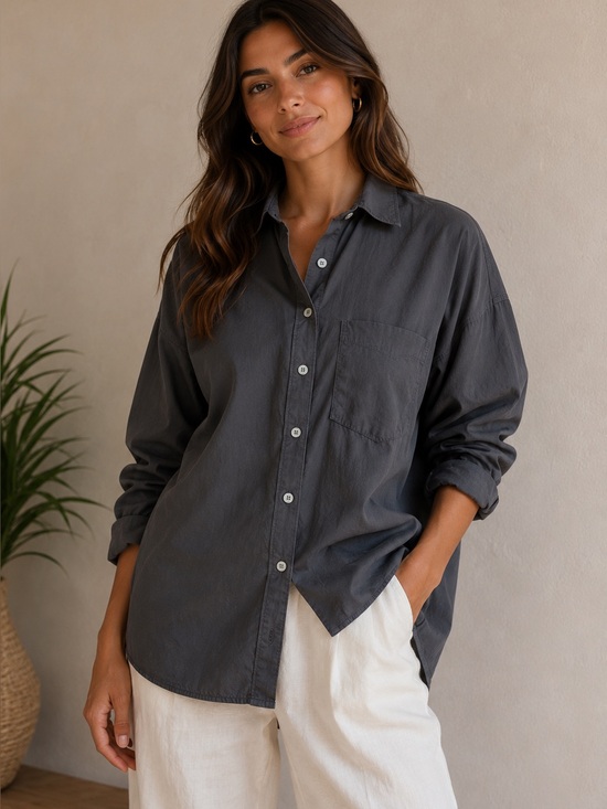 maeve by Anthropologie Tops - MAEVE 3/4 sleeves Slate Gray Button-Down Shirt 100% Cotton